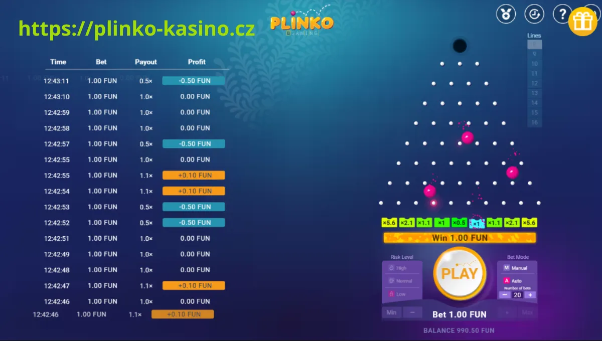 Lucky win in online Plinko game