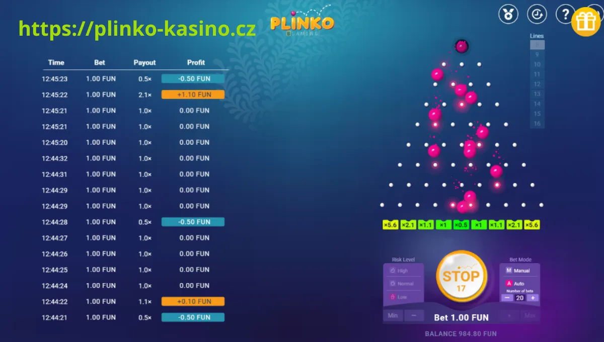 Animated ball path in Plinko game